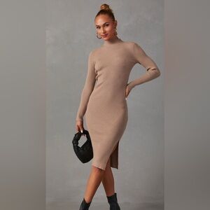 Vici Tan Long Sleeve Knit Dress